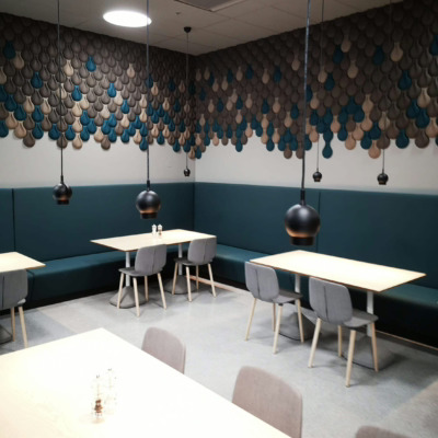 Kork fliser i kantine hos Helsedirektoratet