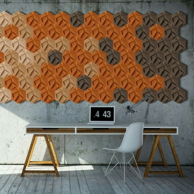 3D korkvegg fra WALL-IT i modellen Hexagon