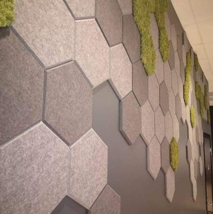 Dekorative hexagon fliser i mose og tekstil